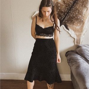 East Fifth Black Velvet Floral Midi Skirt